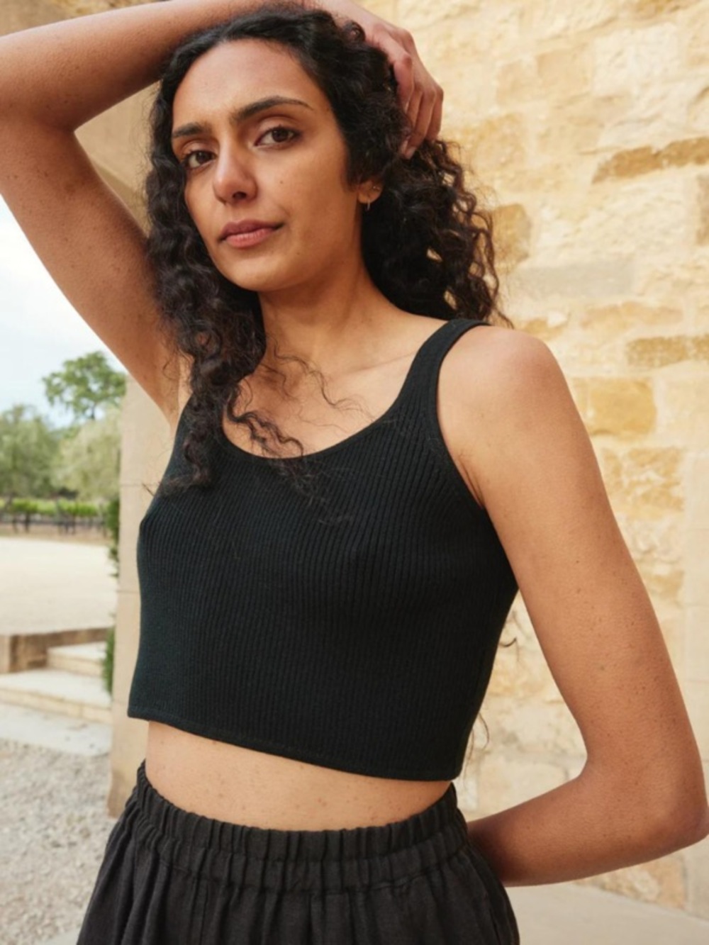 First Rite Daniela Cotton Black Crop Top